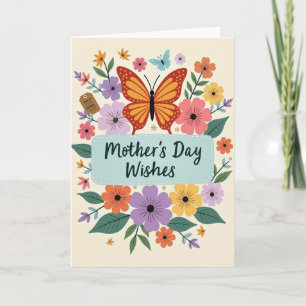 Tarjeta de flores de mariposa de lunares