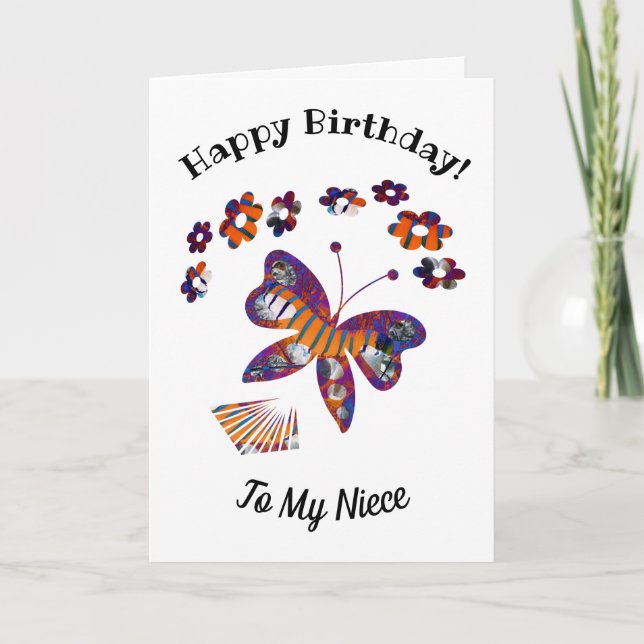 Tarjeta de Flores de Mariposa Voladora (Anverso)