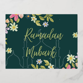 Tarjeta de flores de mubarak de Ramadán