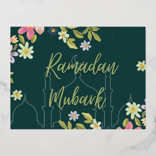 Tarjeta de flores de mubarak de Ramadán