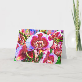 Tarjeta de flores de orquídeas rosas y blancas