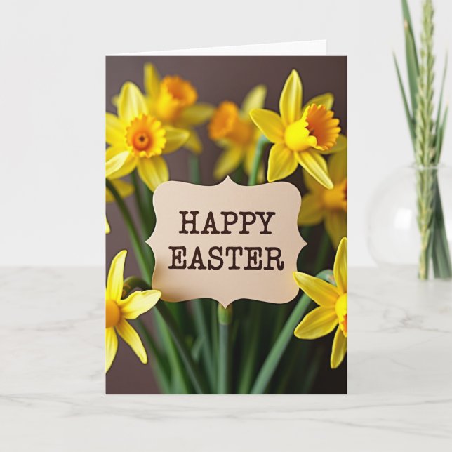 Tarjeta de flores de Pascua feliz (Anverso)