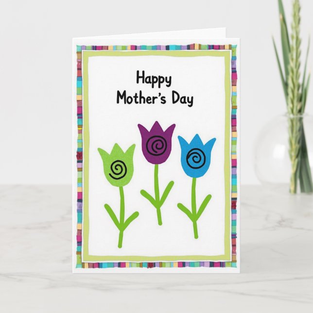 Tarjeta de flores de patchwork de primavera (Anverso)