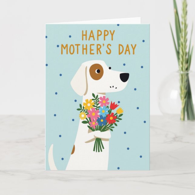 Tarjeta de flores de perro de lunares (Anverso)