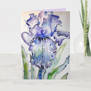 Tarjeta de flores de pintura de acuarela de lirio 