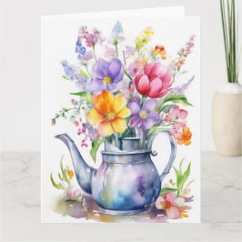 Tarjeta de flores de primavera coloridas