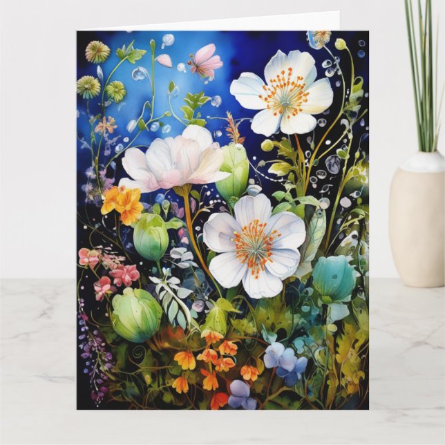 Tarjeta de flores de primavera coloridas (Anverso)