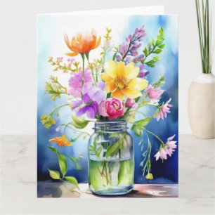 Tarjeta de flores de primavera coloridas