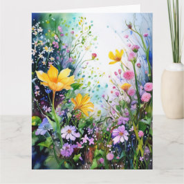 Tarjeta de flores de primavera coloridas