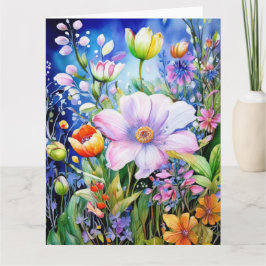 Tarjeta de flores de primavera coloridas