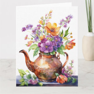 Tarjeta de flores de primavera coloridas