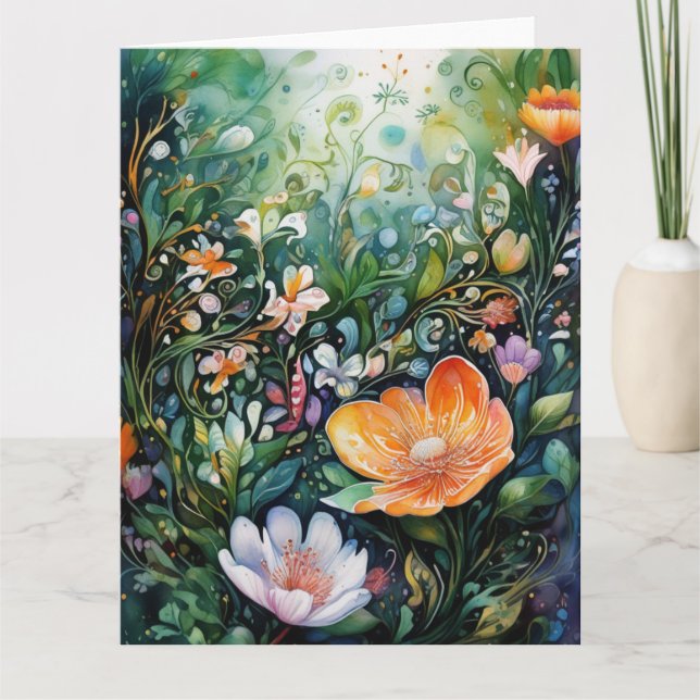 Tarjeta de flores de primavera coloridas (Anverso)