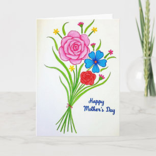 Tarjeta de flores del día de la madre colorida