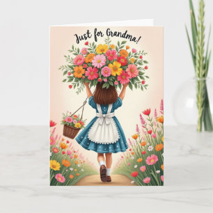 Tarjeta de flores del día de las madres caminando