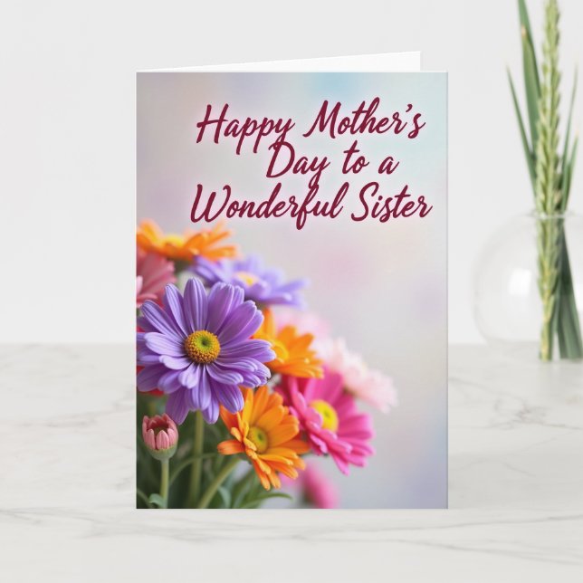 Tarjeta de flores del día de las madres hermanas (Anverso)