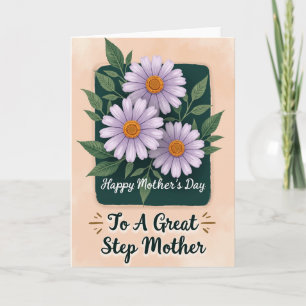 Tarjeta de flores del Día de las Madres Teal Peach