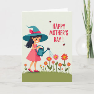 Tarjeta de flores del día feliz de las madres