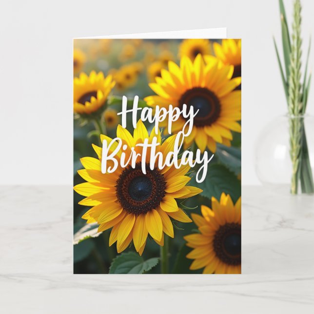 Tarjeta de flores doradas alegres (Anverso)