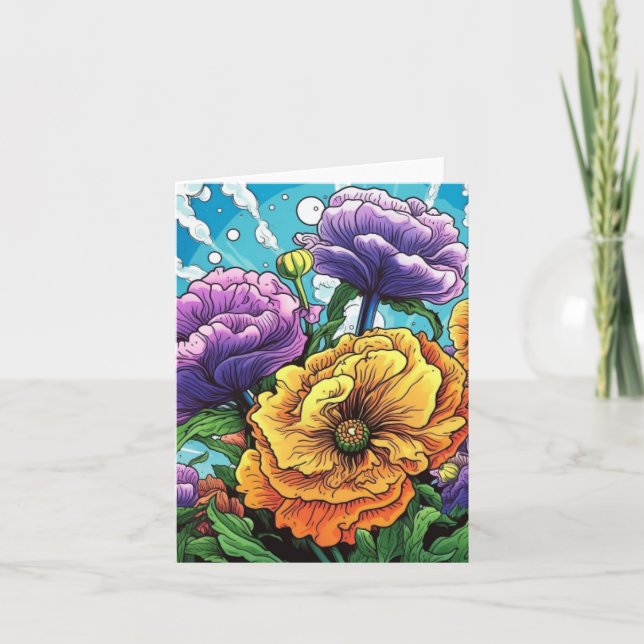 Tarjeta de flores en negrita  (Anverso)