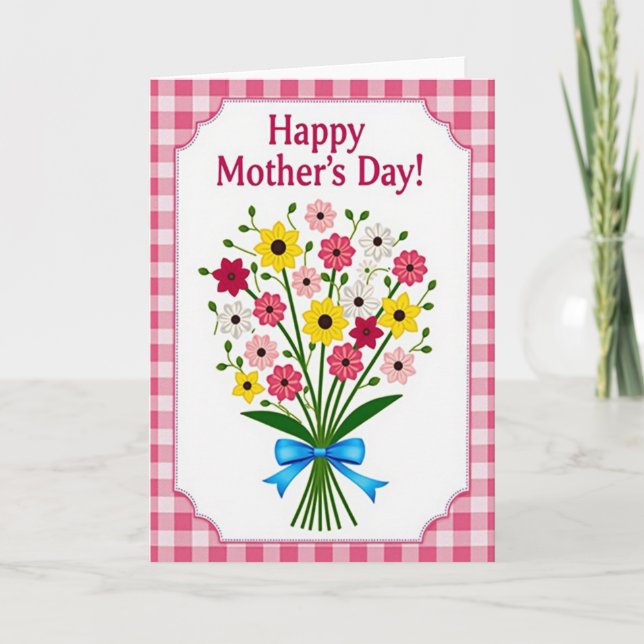 Tarjeta de flores festivas del día de la madre (Anverso)