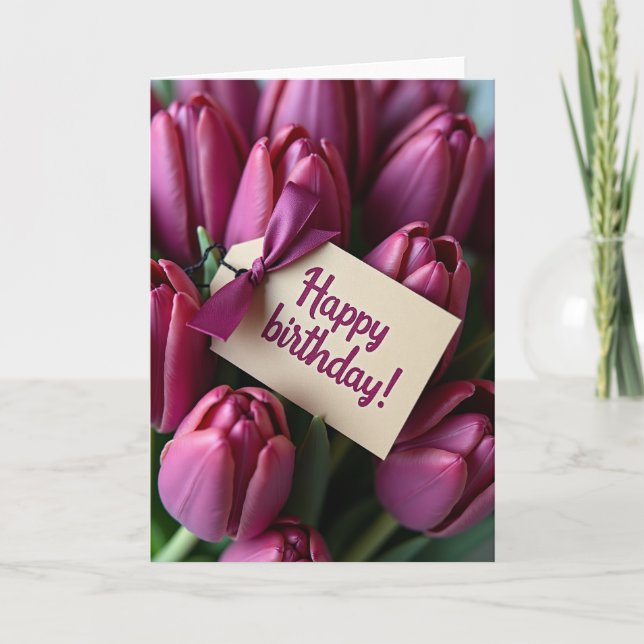 Tarjeta de Flores Magenta Dulces (Anverso)