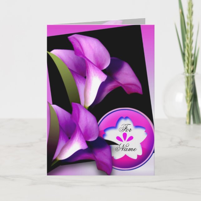 Tarjeta de flores moradas (Anverso)