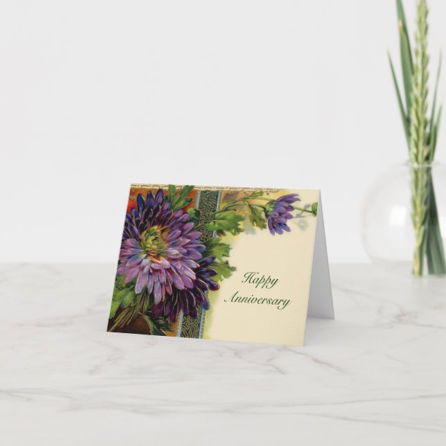 Tarjeta de flores moradas de personalizable - Añad (Anverso)