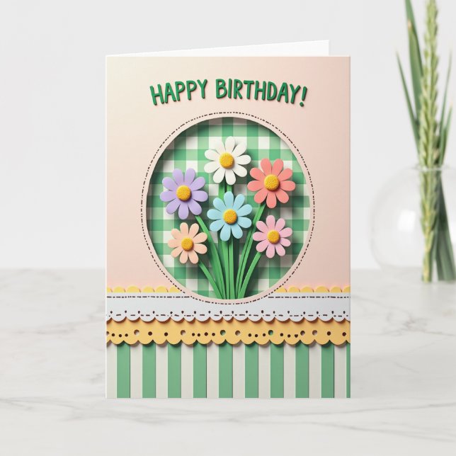 Tarjeta de flores pastel de cumpleaños alegre (Anverso)
