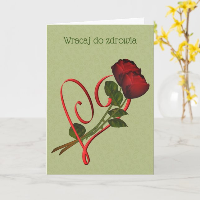 Tarjeta de flores polacas para recuperarse de las  (flor amarilla)