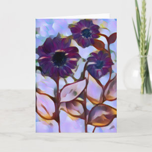 Tarjeta de flores púrpura de bonito Artsy 5x7