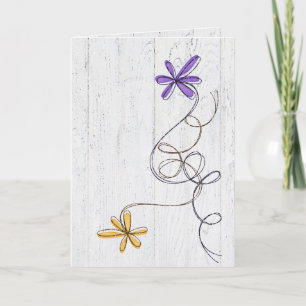 Tarjeta de flores purpurinas se recuperan pronto