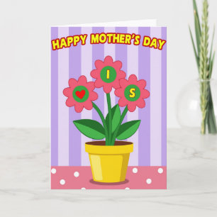 Tarjeta de Flores Rayadas para Madres Amorosas
