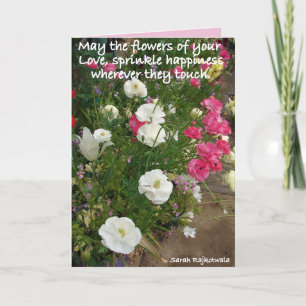 Tarjeta de flores rosadas de amor flores