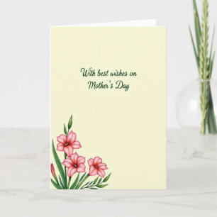 Tarjeta de flores rosadas del día de la madre