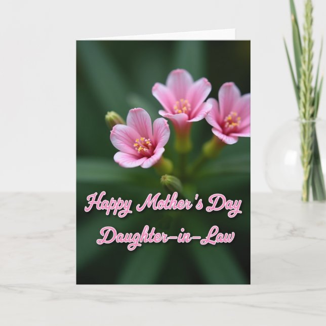 Tarjeta de flores rosadas para mamá (Anverso)
