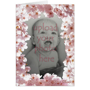 Tarjeta de flores rosadas personalizada