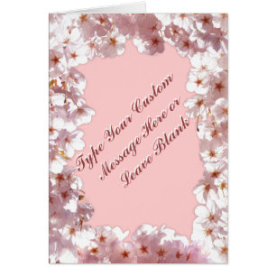 Tarjeta de flores rosadas personalizada
