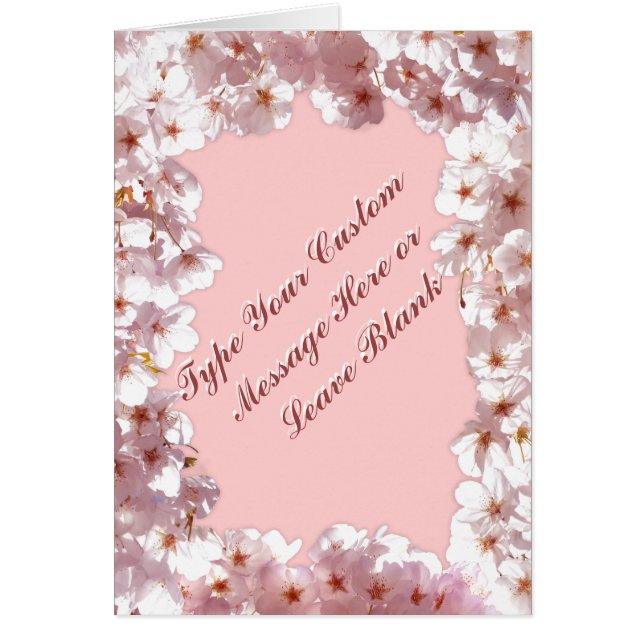 Tarjeta de flores rosadas personalizada (Frente)