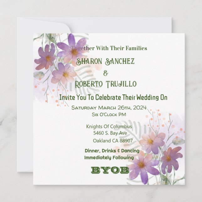 Tarjeta de Flores Silvestres Moradas (Anverso)