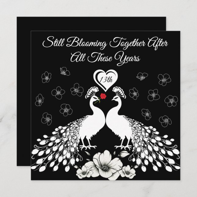 Tarjeta de flores silvestres para pareja en 13° an (Anverso / Reverso)