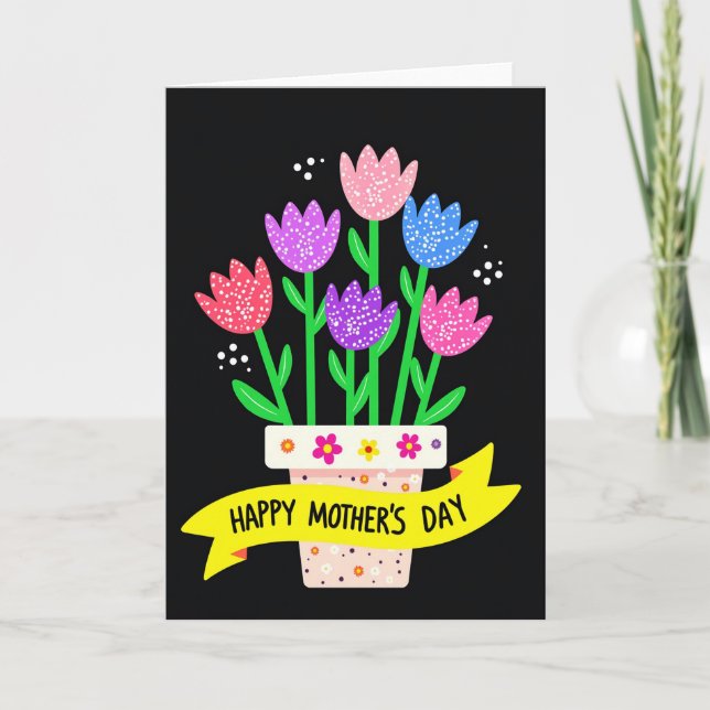 Tarjeta de flores vívidas para el día de la madre (Anverso)