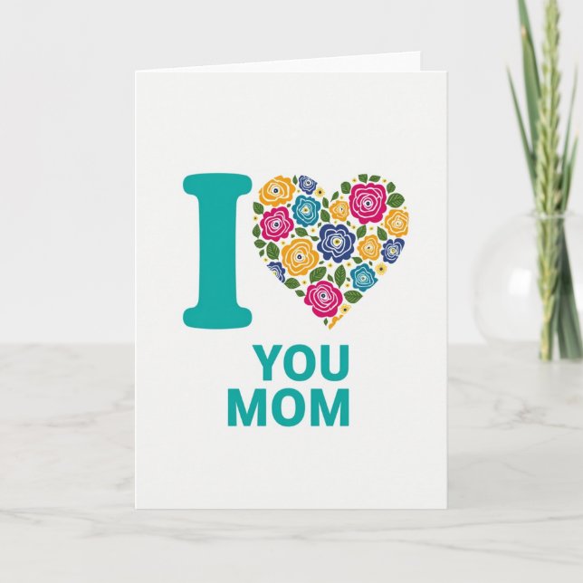Tarjeta de flores y corazón para mamá (Anverso)