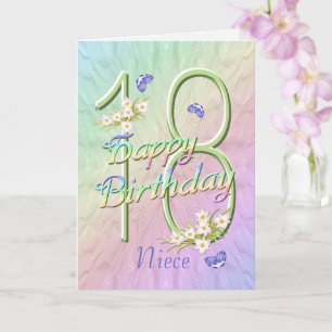 Tarjeta de flores y mariposas por cumpleaños de so