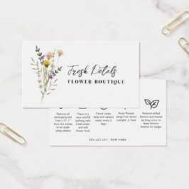 Tarjeta de Florista de Cuidados de Flores Minimali