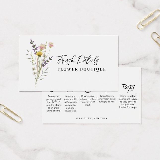 Tarjeta de Florista de Cuidados de Flores Minimali (Oficina)