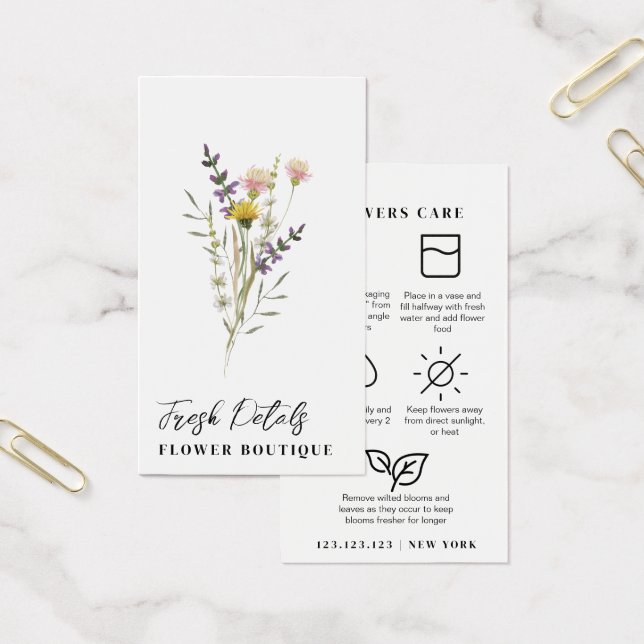 Tarjeta de Florista de Cuidados de Flores Minimali (Oficina)