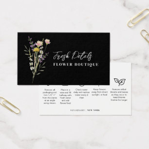 Tarjeta de Florista de Cuidados de Flores Minimali