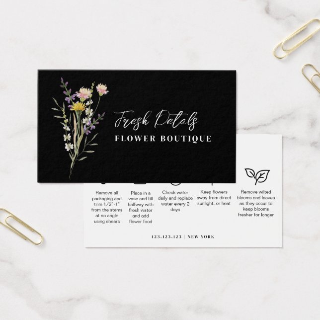 Tarjeta de Florista de Cuidados de Flores Minimali (Oficina)