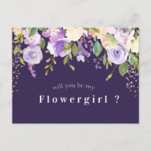 tarjeta de florista púrpura floral ¿serás mi dama 