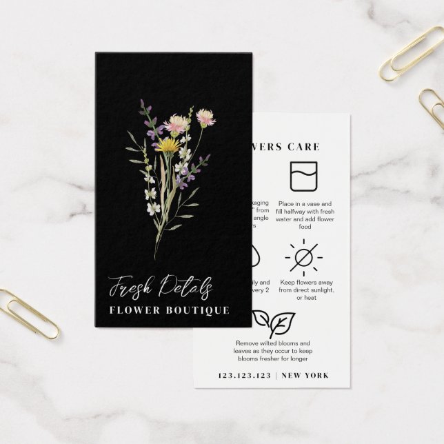 Tarjeta de Floristería de Cuidados de Flores Minim (Oficina)
